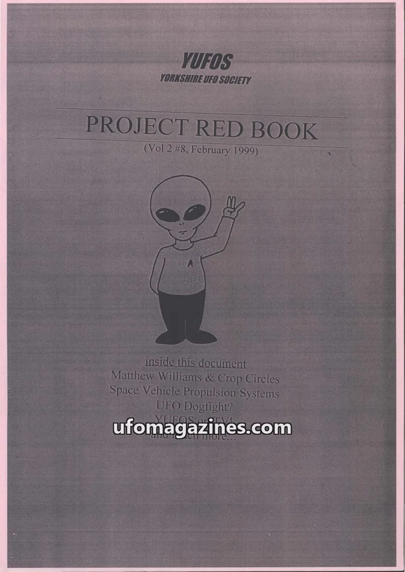 Cover of YUFOS Yorkshire UFO Society issue Vol 2 #8: PROJECT RED BOOK