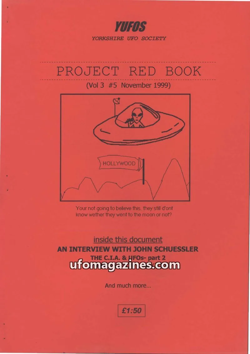 Cover of YUFOS Yorkshire UFO Society issue Vol 3 #5: PROJECT RED BOOK