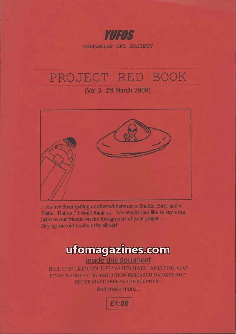 Cover of YORKSHIRE UFO SOCIETY issue #9: PROJECT RED BOOK