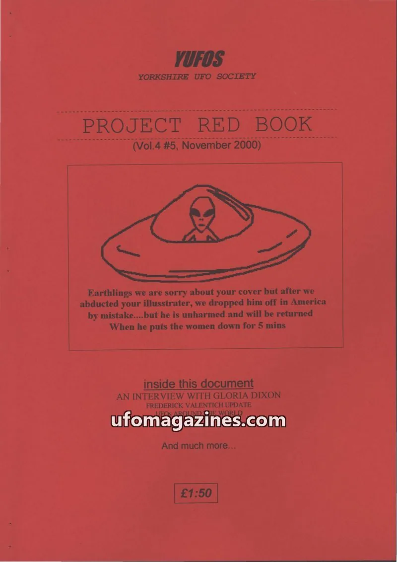 Cover of YUFOS YORKSHIRE UFO SOCIETY issue Vol.4 #5: PROJECT RED BOOK