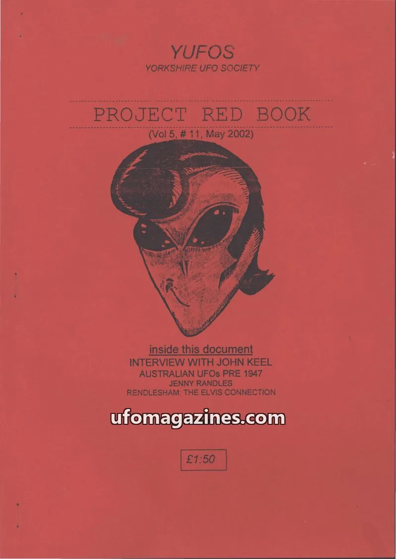 Cover of YUFOS Yorkshire UFO Society issue Vol 5, # 11: PROJECT RED BOOK