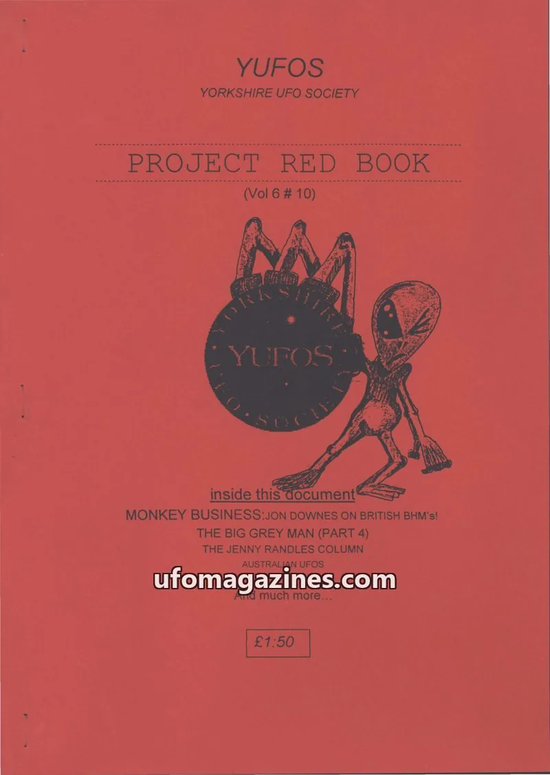 Cover of YUFOS YORKSHIRE UFO SOCIETY issue Vol 6 # 10: PROJECT RED BOOK