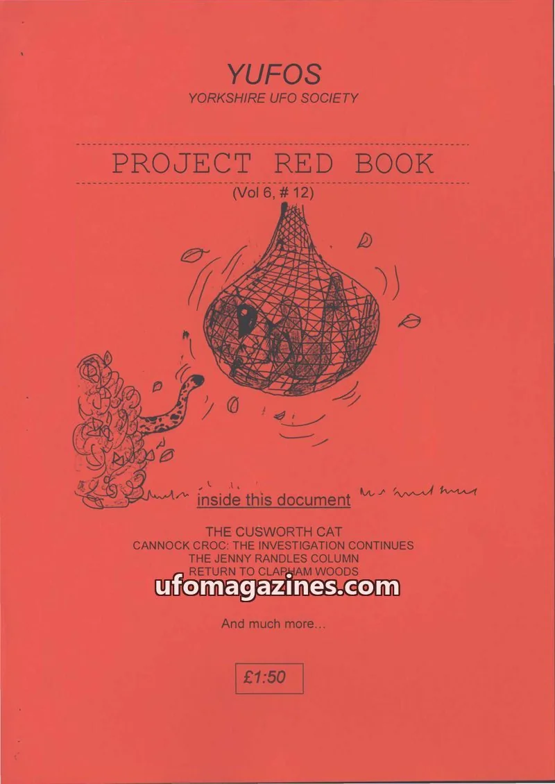 Cover of YUFOS Yorkshire UFO Society issue Vol 6, # 12: PROJECT RED BOOK