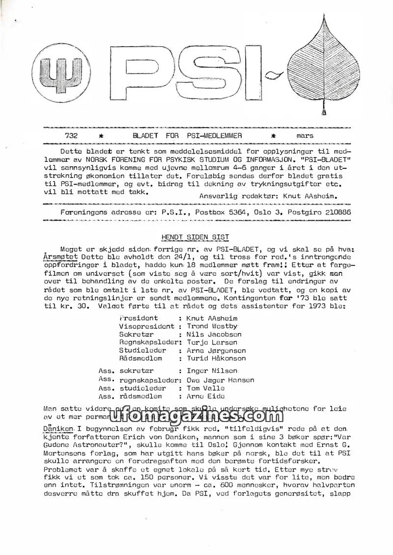 Cover of PSI-Bladet issue 732: BLADET FOR PSI-MEDLEMMER