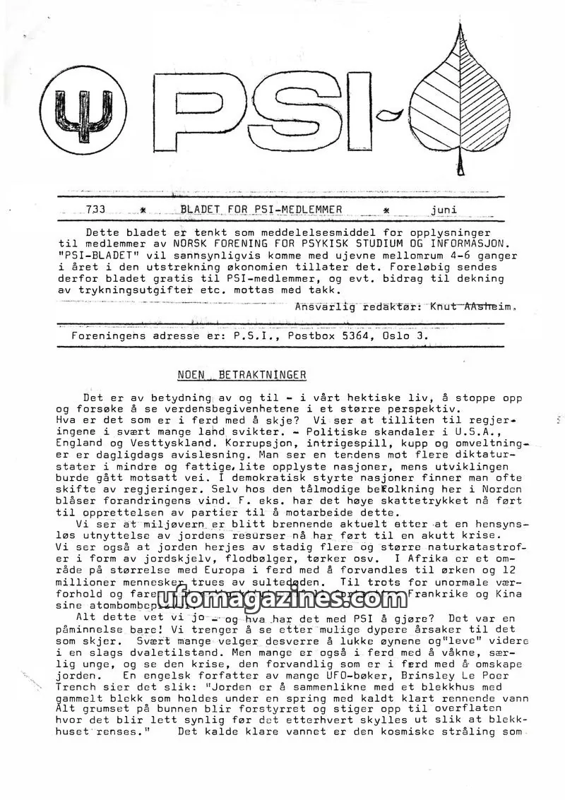 Cover of PSI-Bladet issue 733: PSI-BLADET