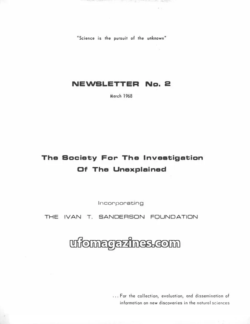 Cover of The Society For The Investigation Of The Unexplained issue No. 2: NEWSLETTER