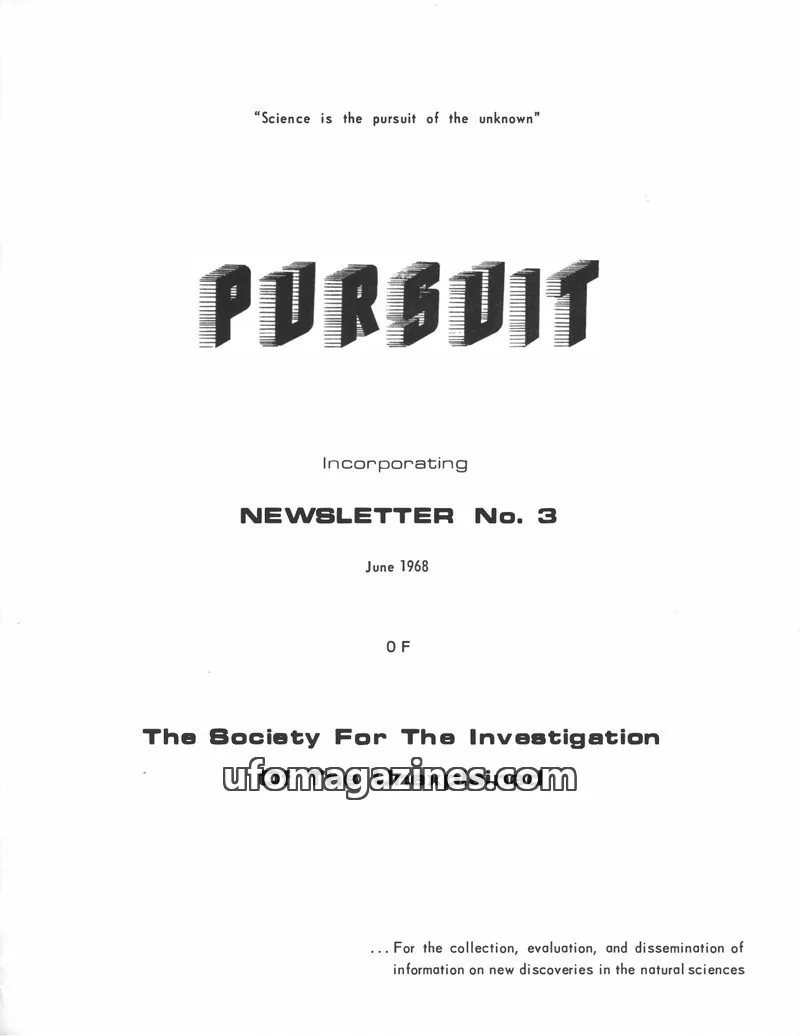 Cover of The Society For The Investigation Of The Unexplained issue No. 3: PURSUIT
