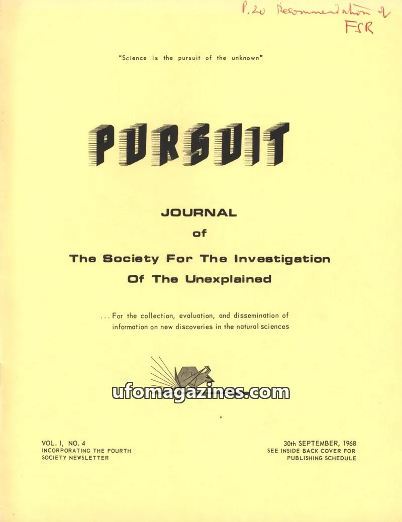 Cover of The Society For The Investigation Of The Unexplained issue VOL. I, NO. 4: PURSUIT