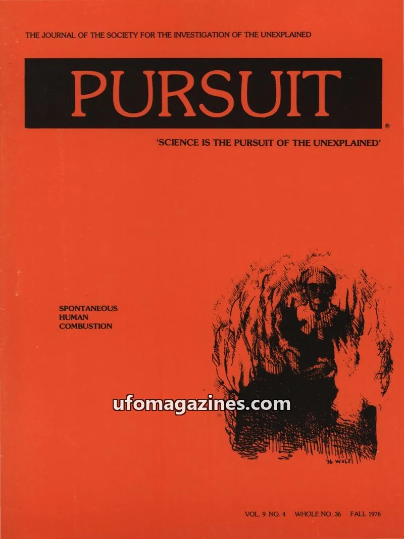 Cover of THE JOURNAL OF THE SOCIETY FOR THE INVESTIGATION OF THE UNEXPLAINED issue VOL. 9 NO. 4: PURSUIT