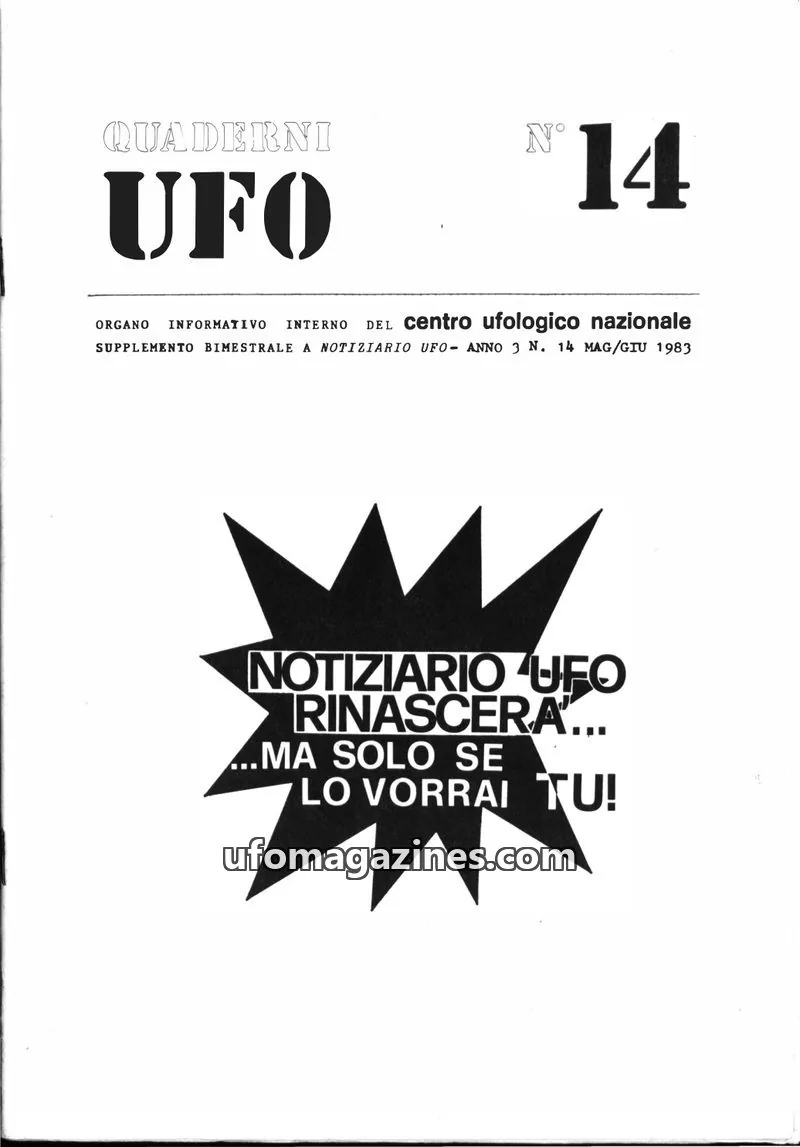 Cover of Quaderni UFO (CUN) issue 14: QUADERNI UFO