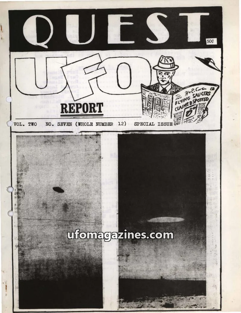 Cover of GALAXY PRESS issue VOL. TWO NO. SEVEN (WHOLE NUMBER 12): QUEST UFO REPORT