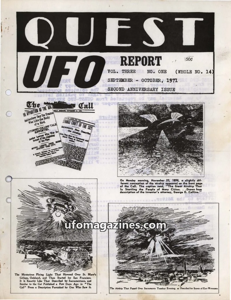 Cover of GALAXY PRESS issue VOL. THREE NO. ONE (WHOLE NO. 14): QUEST UFO REPORT