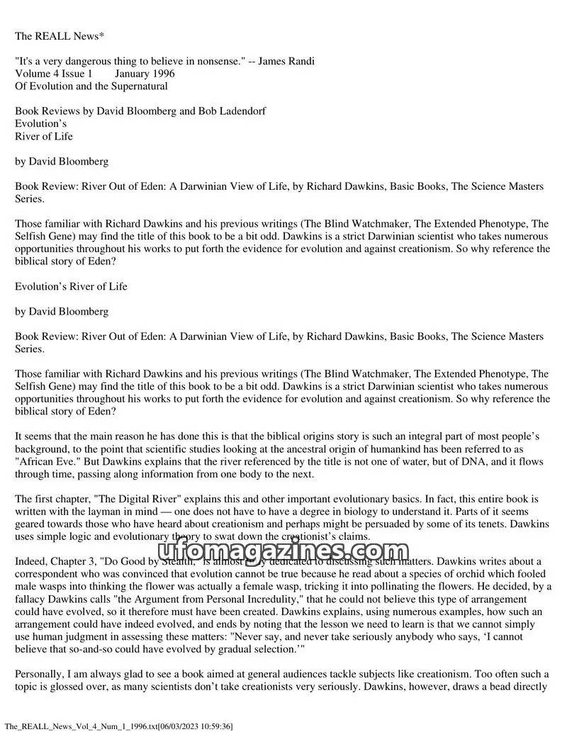 Cover of REALL News (Rational Examination Association of Lincoln Land) issue 1: The REALL News