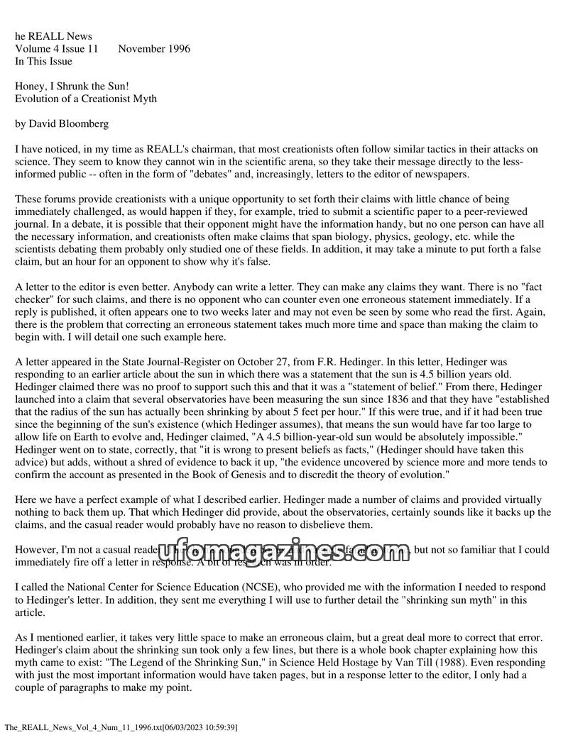 Cover of The Rational Examination Association of Lincoln Land (REALL) issue Volume 4 Issue 11: The REALL News