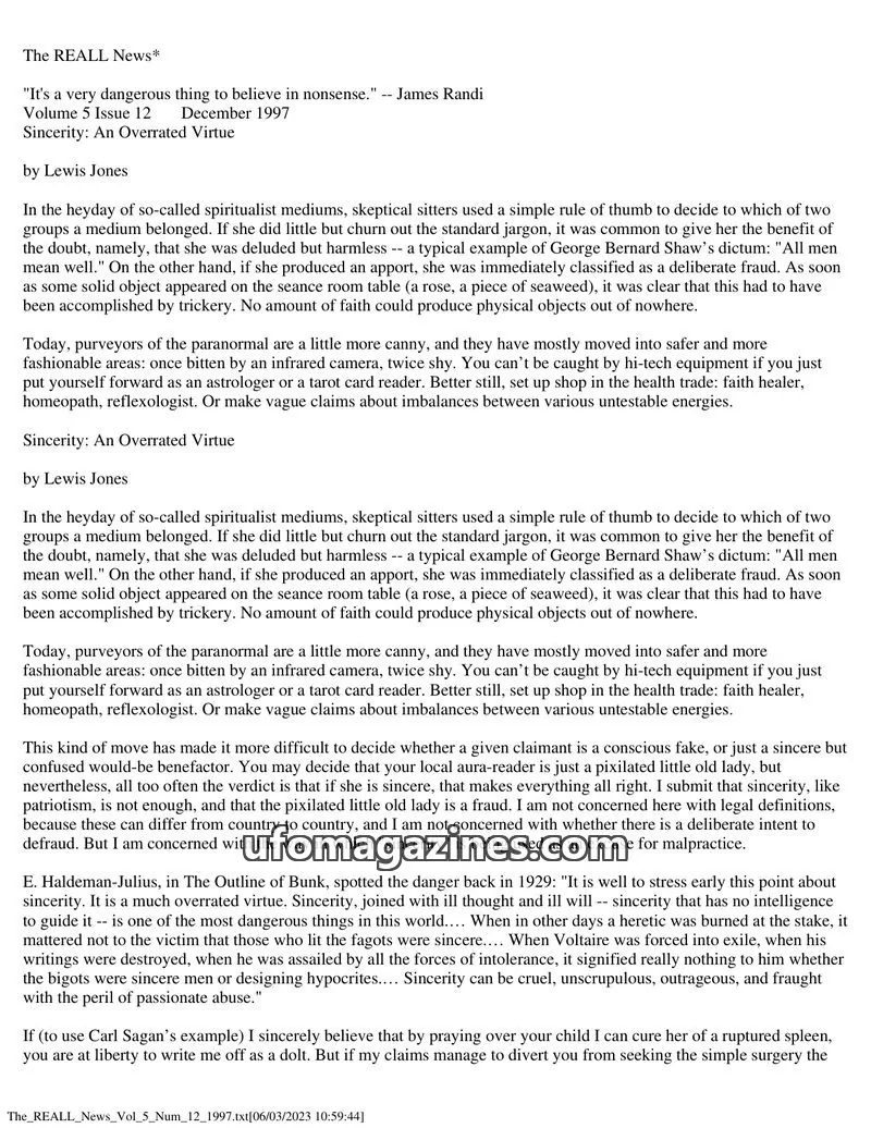 Cover of REALL News (Rational Examination Association of Lincoln Land) issue 12: The REALL News