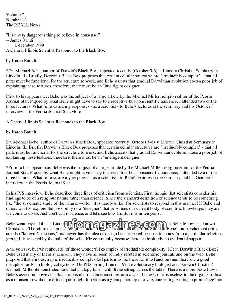 Cover of REALL News (Rational Examination Association of Lincoln Land) issue 12: The REALL News