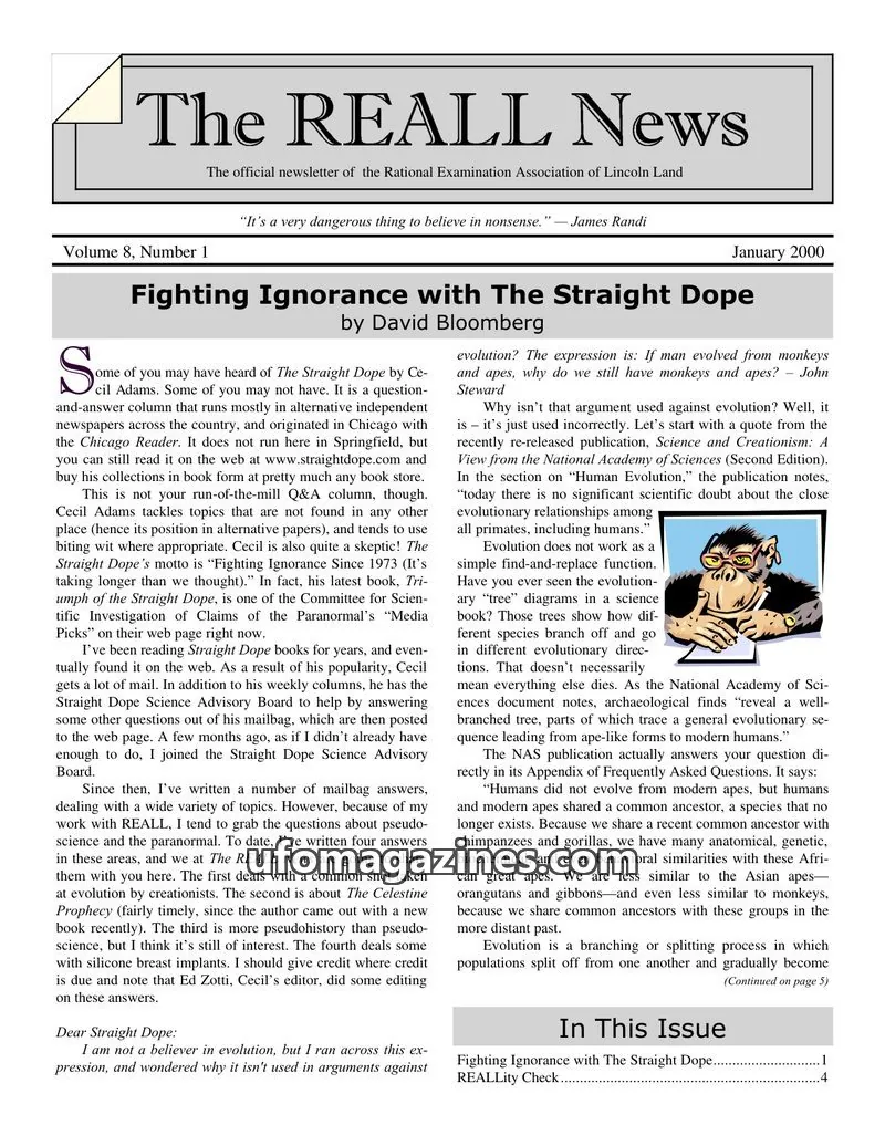Cover of Rational Examination Association of Lincoln Land issue 1: The REALL News