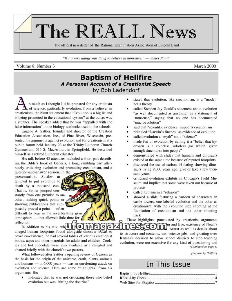 Cover of Rational Examination Association of Lincoln Land issue Number 3: The REALL News