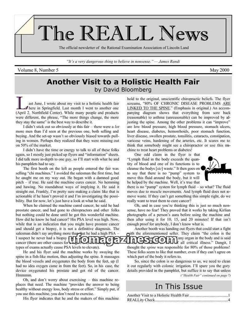 Cover of Rational Examination Association of Lincoln Land issue 5: The REALL News