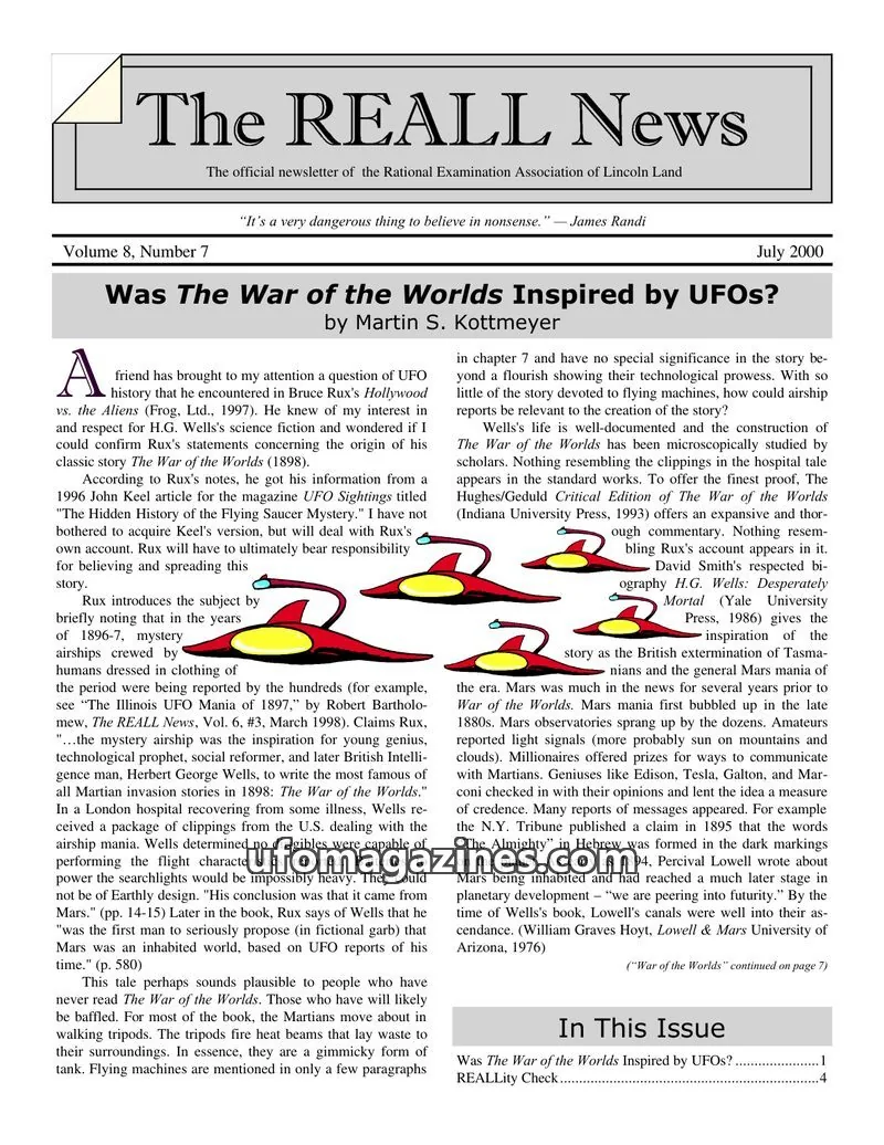 Cover of Rational Examination Association of Lincoln Land issue 7: The REALL News