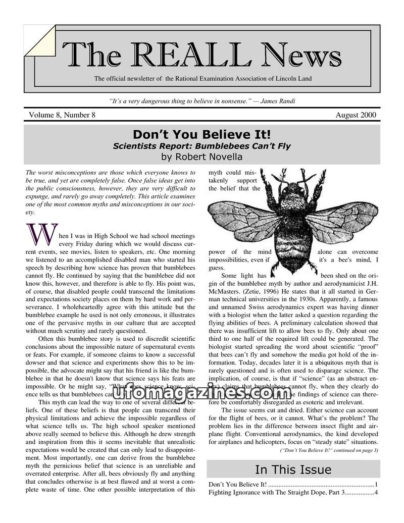 Cover of Rational Examination Association of Lincoln Land issue 8: The REALL News