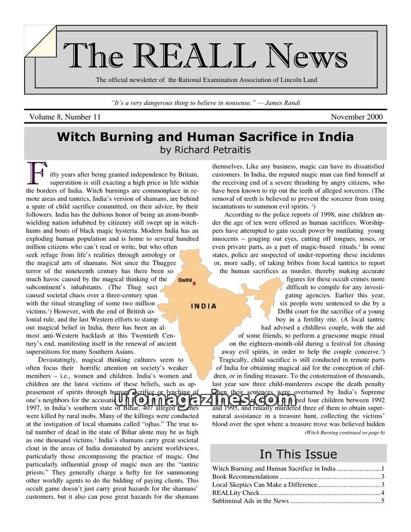 Cover of Rational Examination Association of Lincoln Land issue 11: The REALL News