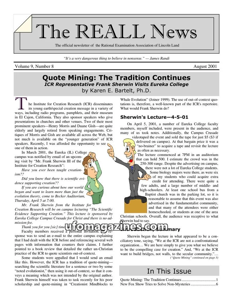 Cover of Rational Examination Association of Lincoln Land issue 8: The REALL News