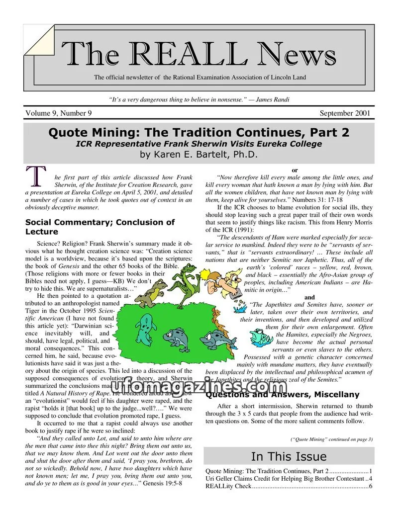 Cover of Rational Examination Association of Lincoln Land issue 9: The REALL News