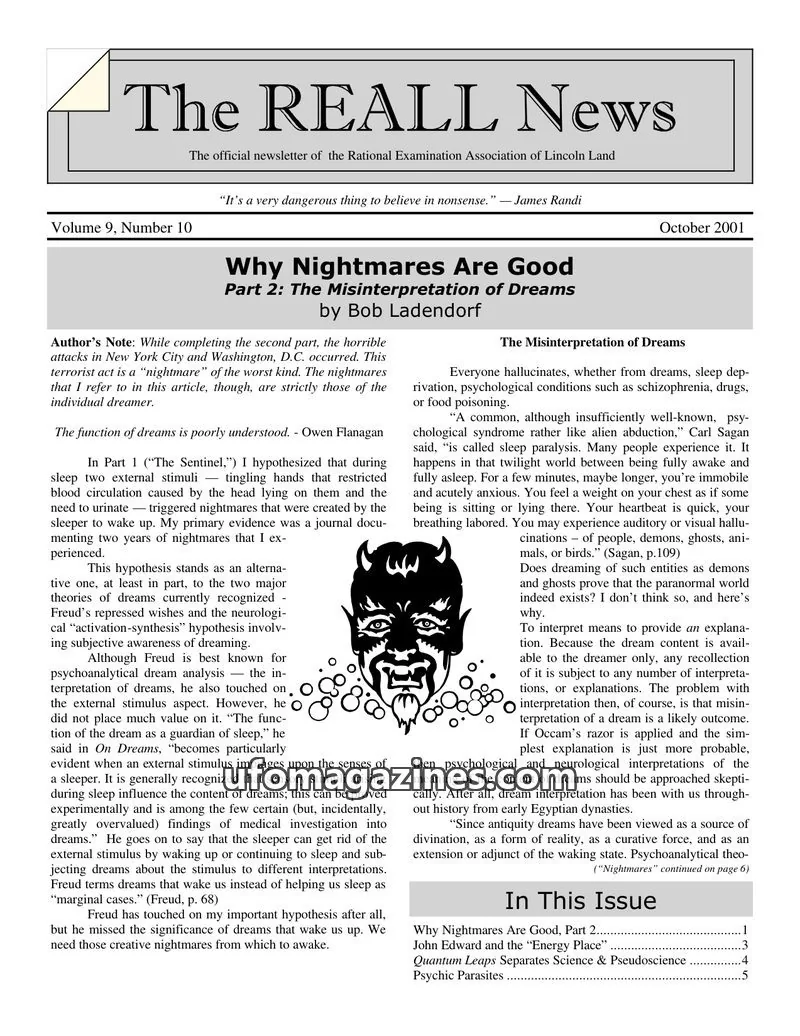 Cover of Rational Examination Association of Lincoln Land issue Volume 9, Number 10: The REALL News