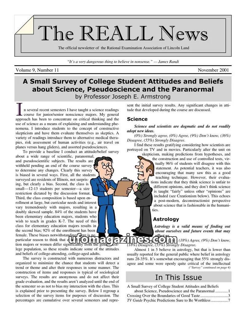 Cover of Rational Examination Association of Lincoln Land issue Volume 9, Number 11: The REALL News