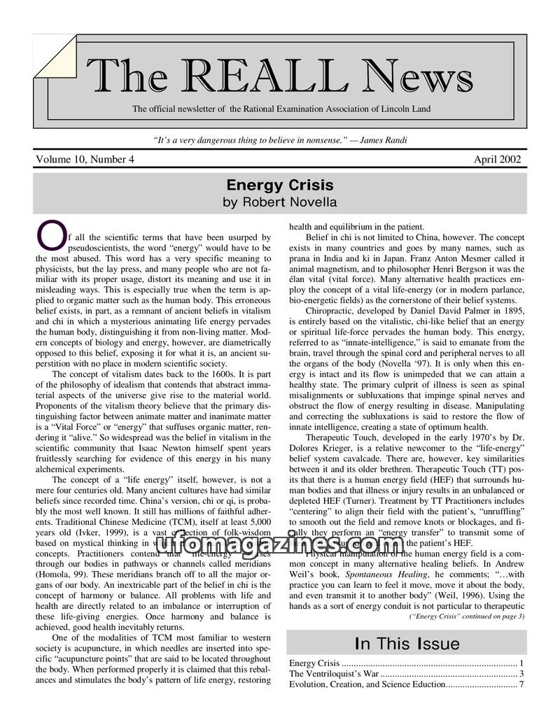 Cover of Rational Examination Association of Lincoln Land issue 4: The REALL News