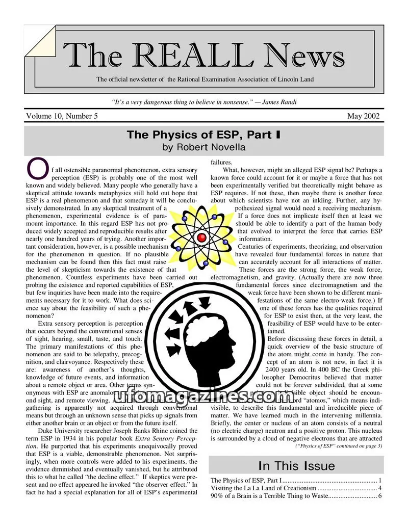 Cover of Rational Examination Association of Lincoln Land issue 5: The REALL News