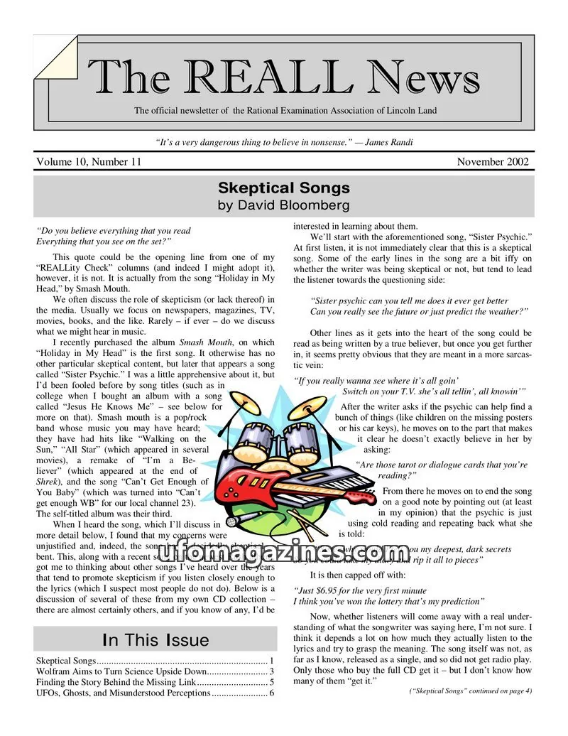 Cover of Rational Examination Association of Lincoln Land issue 11: The REALL News