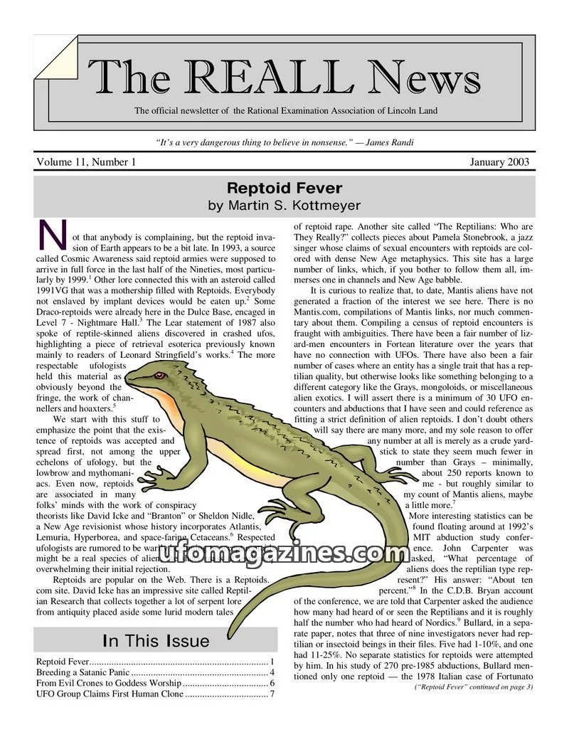 Cover of Rational Examination Association of Lincoln Land issue 1: The REALL News