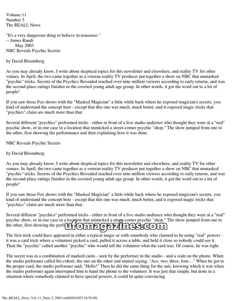Cover of REALL News (Rational Examination Association of Lincoln Land) issue 5: The REALL News