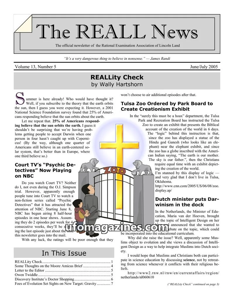Cover of Rational Examination Association of Lincoln Land issue 5: The REALL News