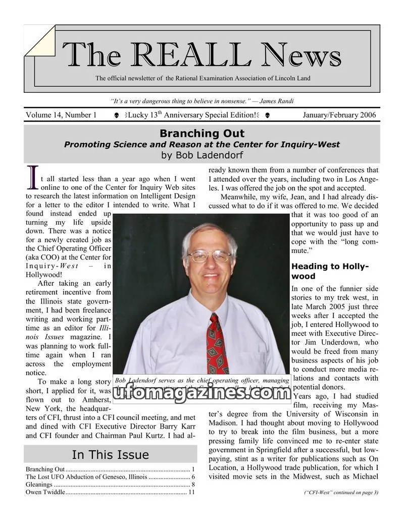 Cover of Rational Examination Association of Lincoln Land issue 1: The REALL News