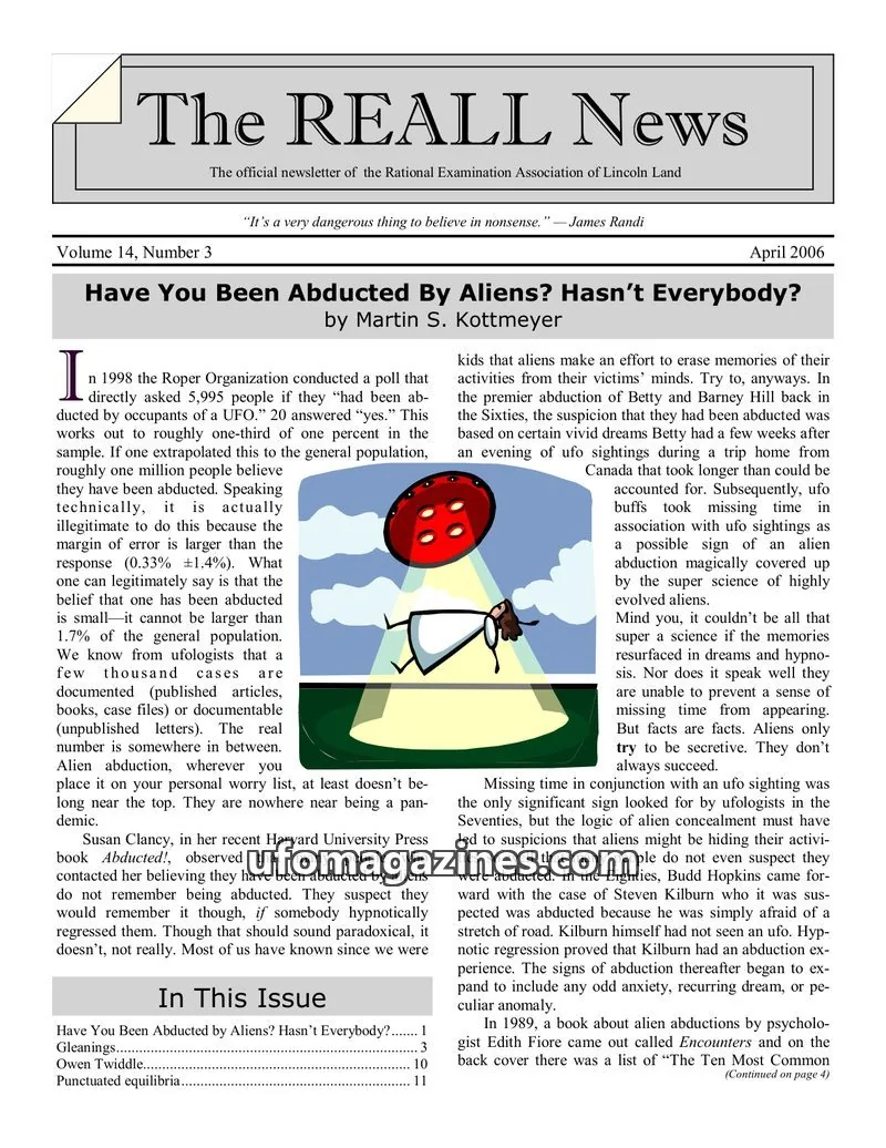 Cover of The Rational Examination Association of Lincoln Land issue Volume 14, Number 3: The REALL News
