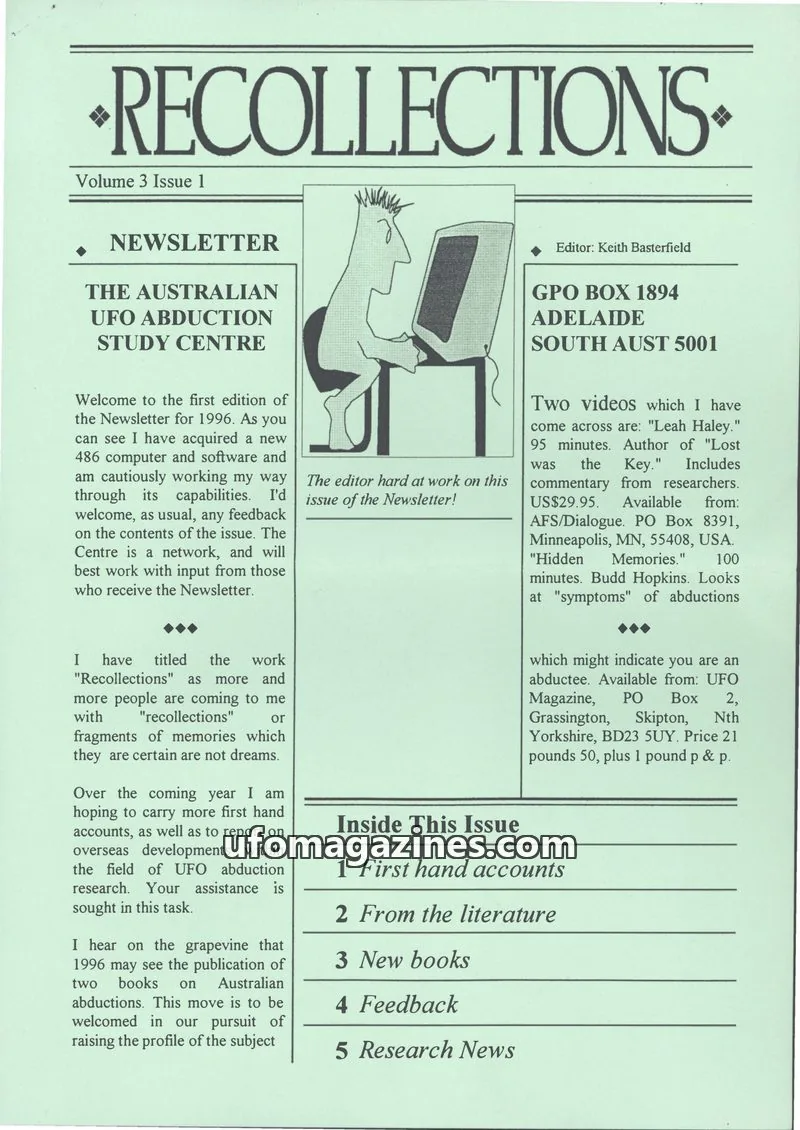 Cover of Recollections issue Volume 3 Issue 1: RECOLLECTIONS