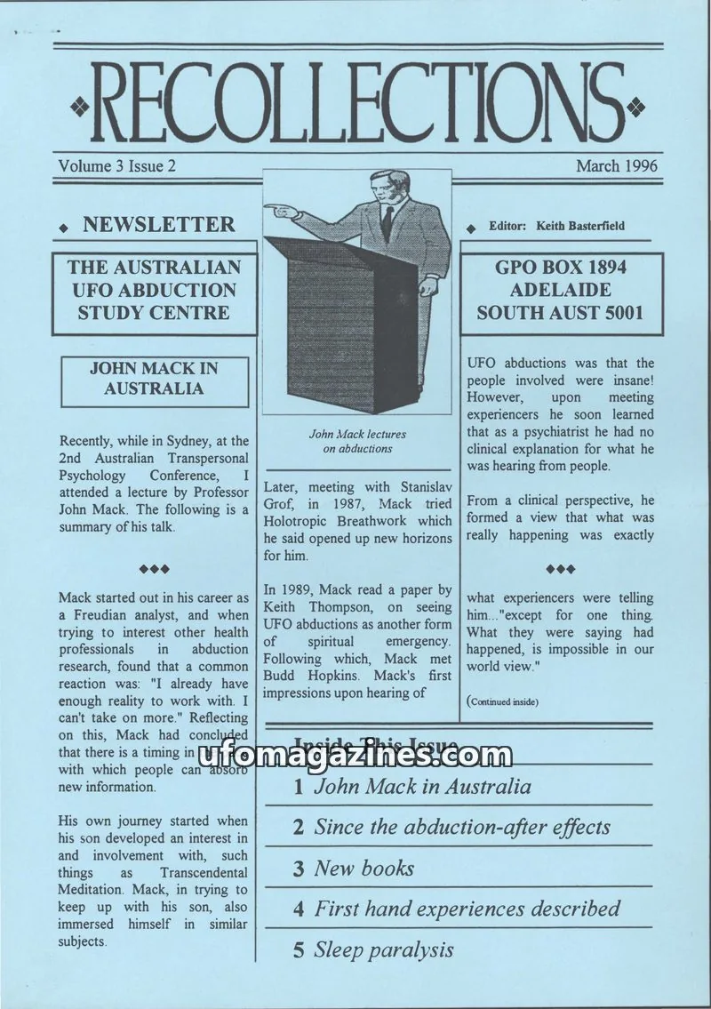 Cover of Recollections issue Volume 3 Issue 2: RECOLLECTIONS