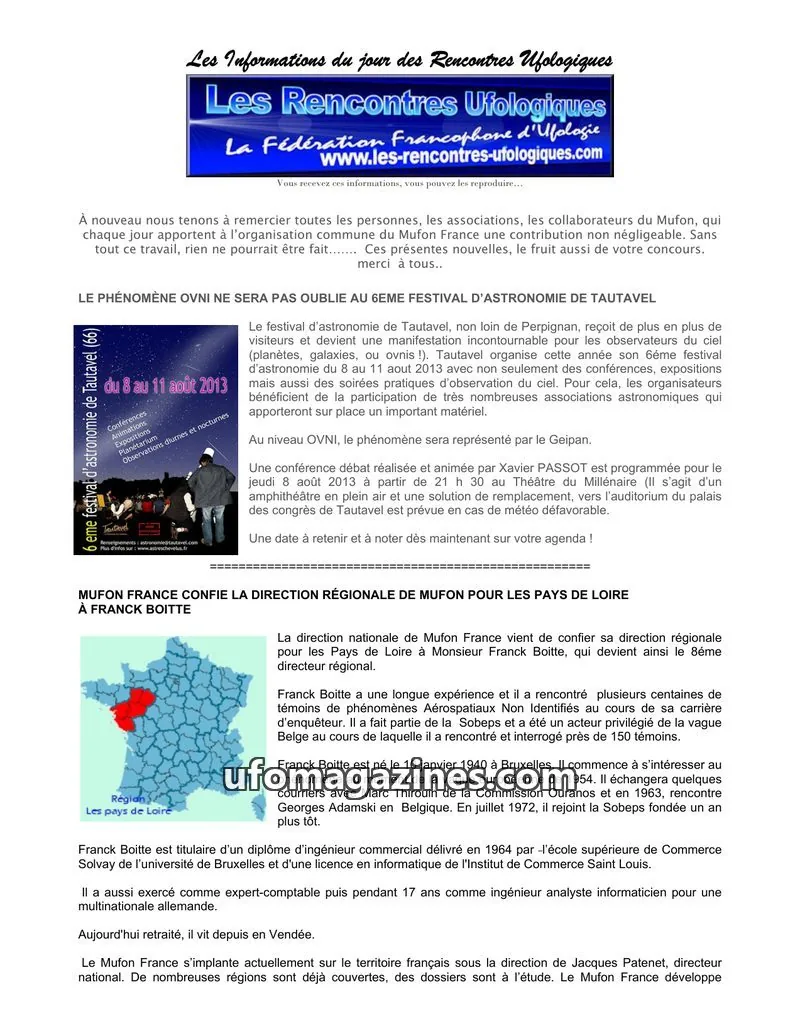 Cover of Rencontres Ufologiques issue Information du jour: Les Rencontres Ufologiques