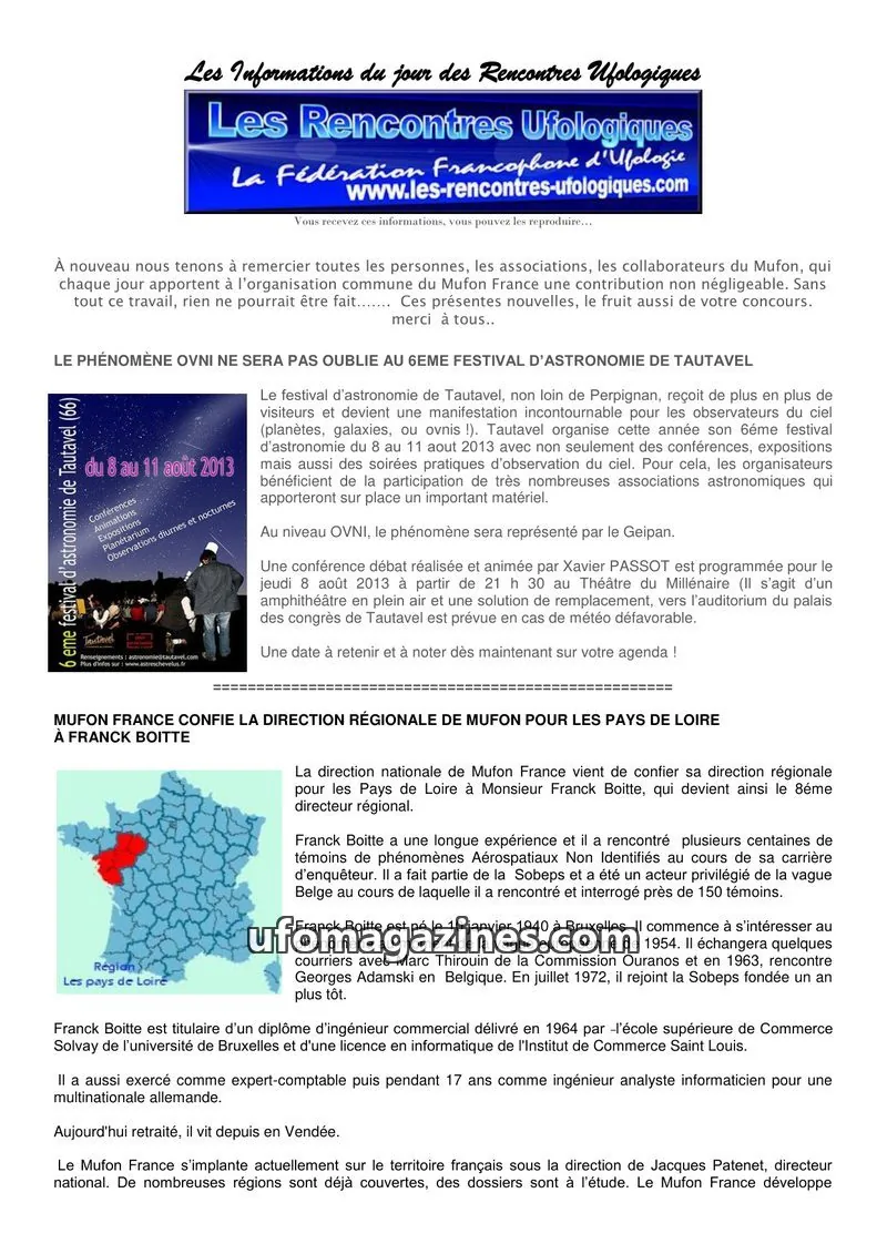 Cover of Rencontres Ufologiques issue 1: Les Informations du jour des Rencontres Ufologiques