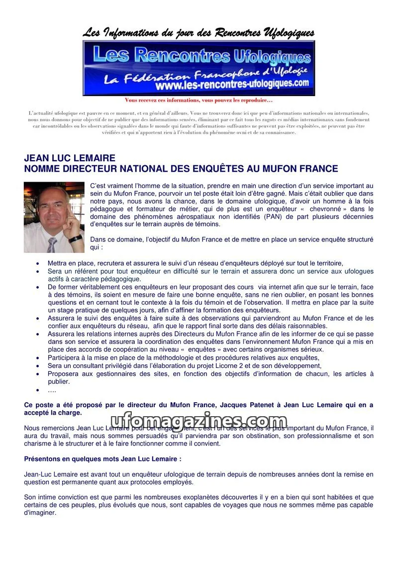 Cover of Rencontres Ufologiques issue 8: Les Informations du jour des Rencontres Ufologiques