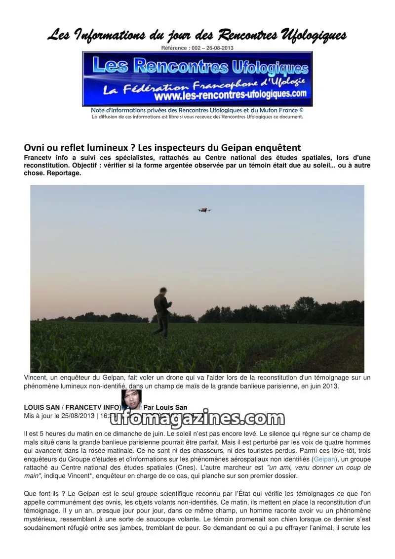 Cover of Rencontres Ufologiques issue 002: Les Informations du jour des Rencontres Ufologiques