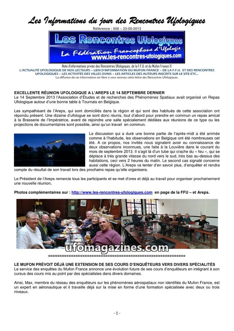 Cover of Rencontres Ufologiques issue 008: Les Informations du jour des Rencontres Ufologiques