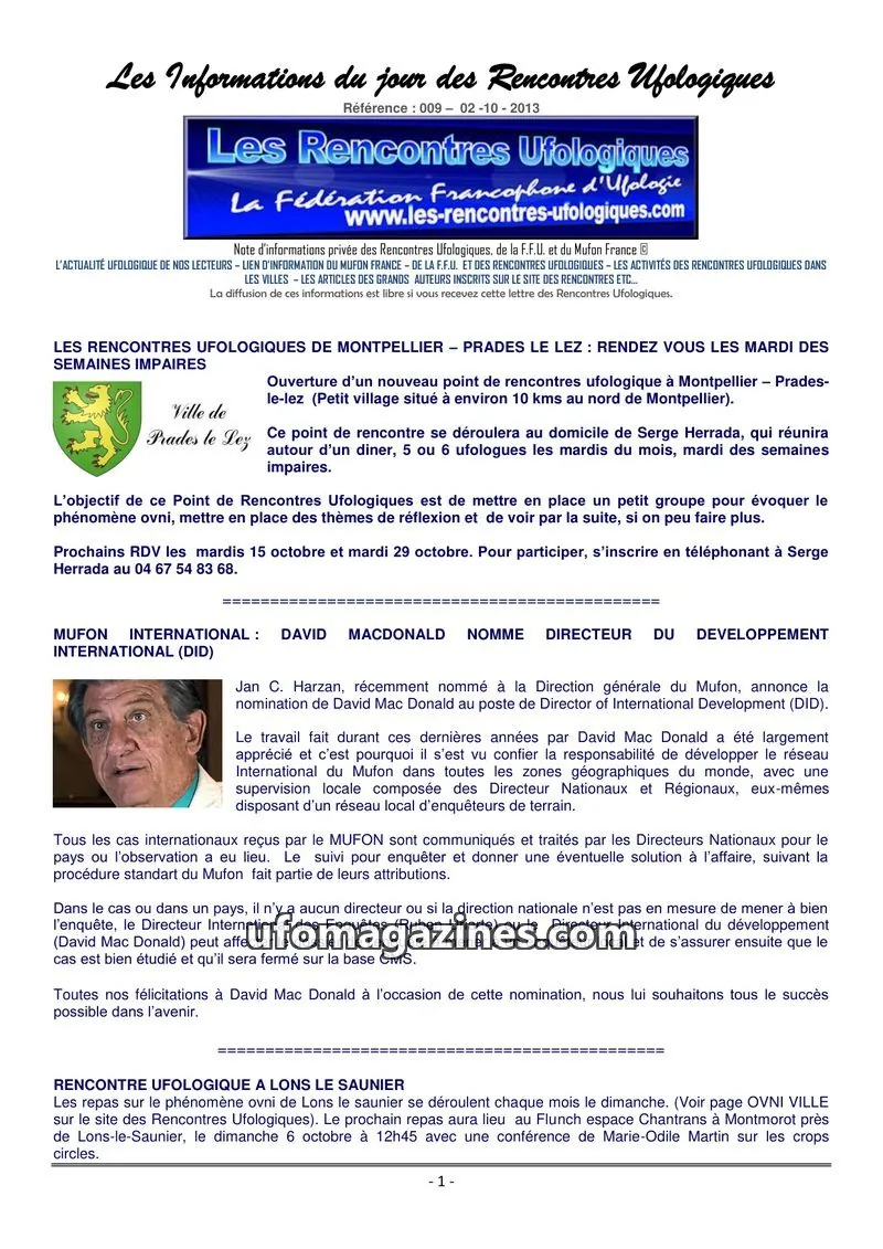 Cover of Rencontres Ufologiques issue 009: Les Rencontres Ufologiques