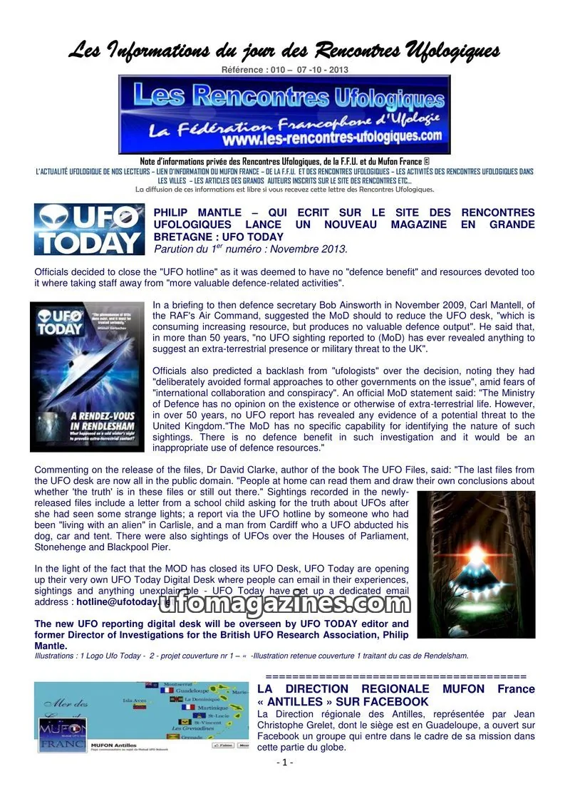 Cover of Rencontres Ufologiques issue 010: Les Rencontres Ufologiques