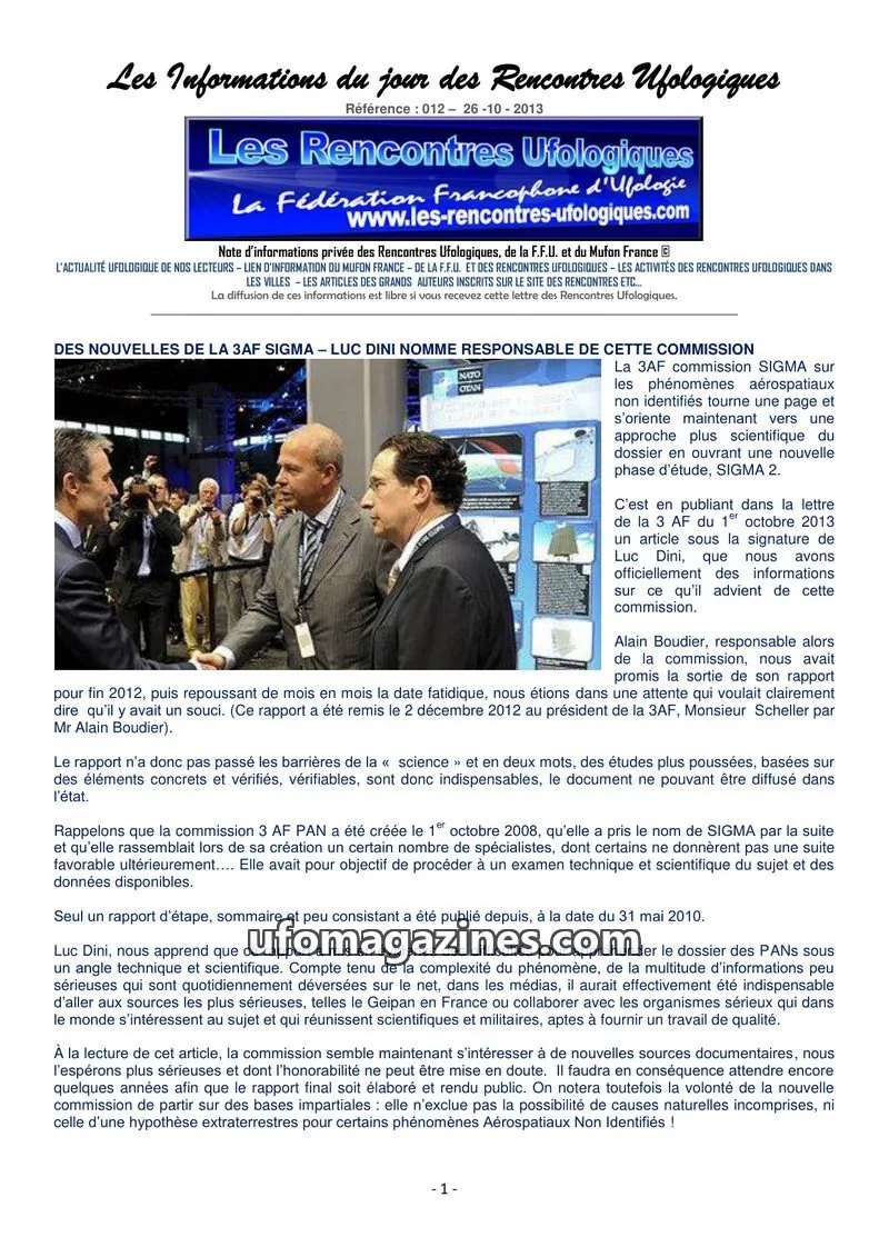 Cover of Rencontres Ufologiques issue 012: Les Informations du jour des Rencontres Ufologiques