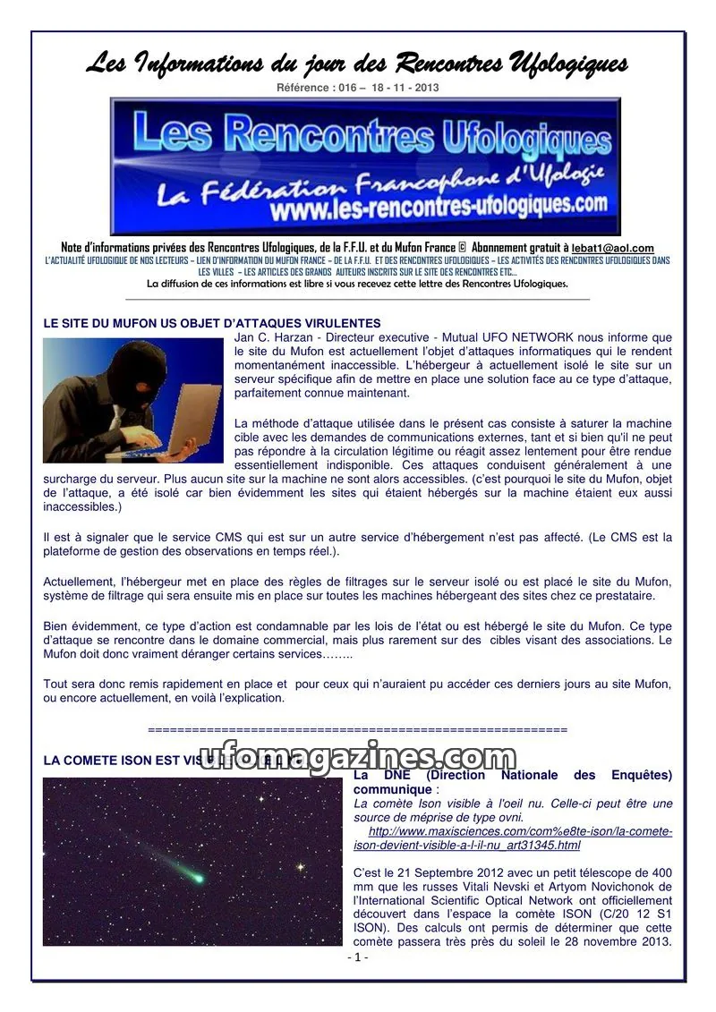 Cover of Rencontres Ufologiques issue 016: Les Rencontres Ufologiques