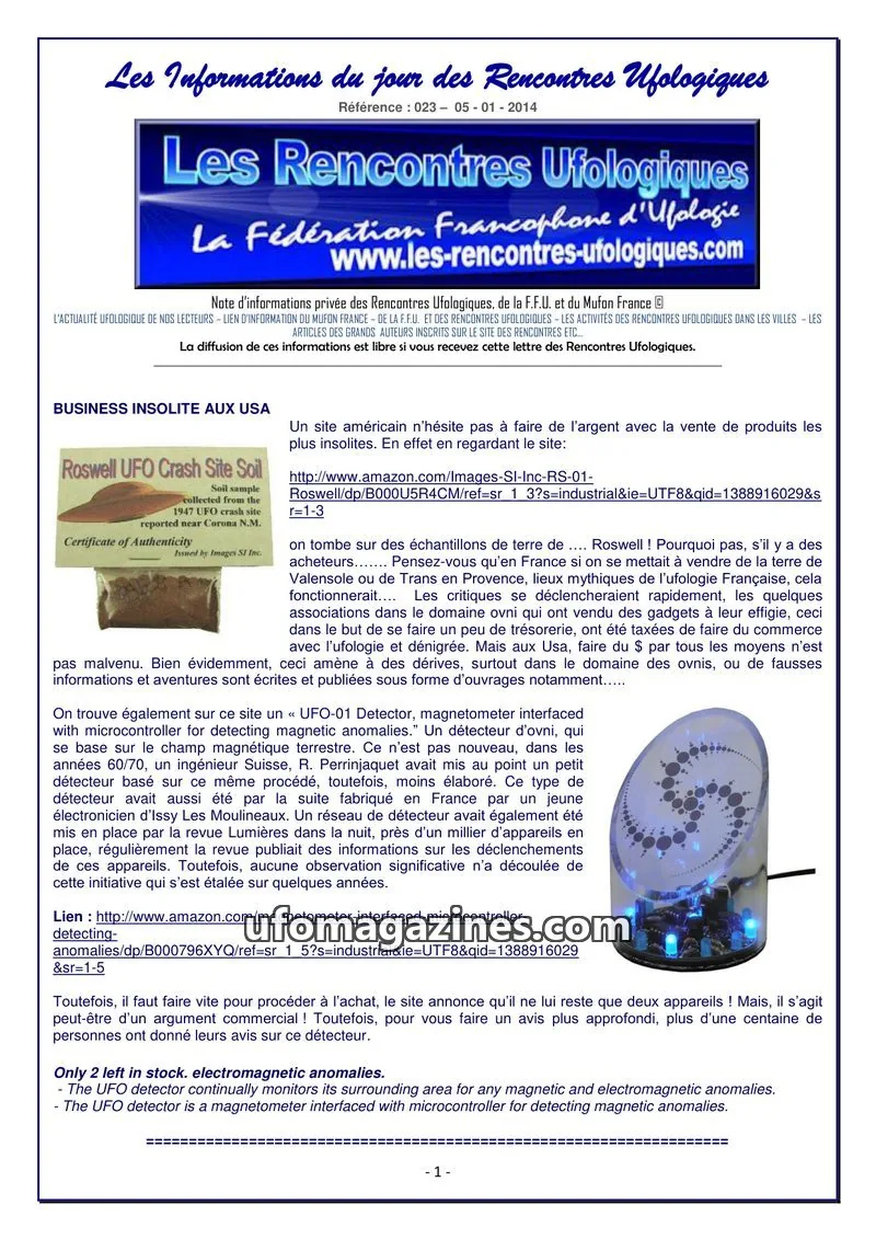 Cover of Rencontres Ufologiques issue 023: Les Rencontres Ufologiques